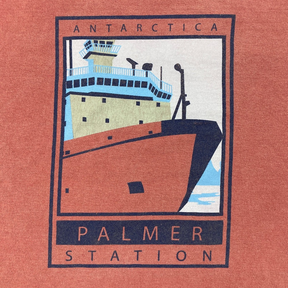 Palmer Station Antarctica Ship Chroma Zone Mens 2XL Red Graphic T-Shirt